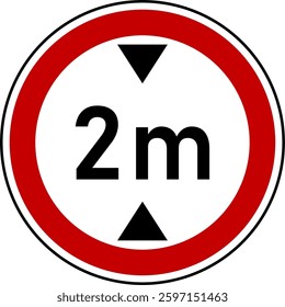 2 m height restriction circular sign sticker 