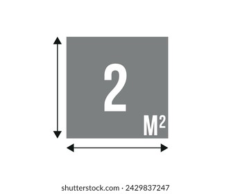 2 m. Vector 2 square meters of construction, concept area and work space
