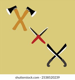 2 machetes 2 cuchillos 2 ejes