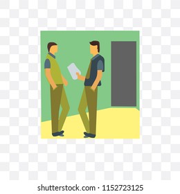 2 Man talking business vector icon isolated on transparent background, 2 Man talking business logo concept