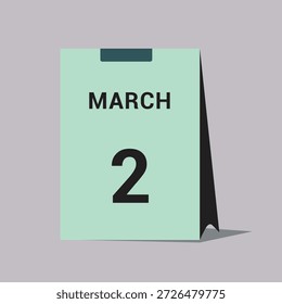 2 march calendar date icon minimal desk calendar vector illustration