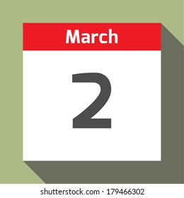 2 March calendar. Calendar Days Of Year Set 2
