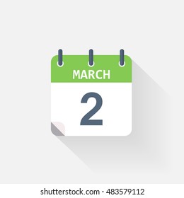 2 march calendar icon on grey background