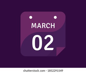 2 March, March 2 icon Single Day Calendar Vector illustration