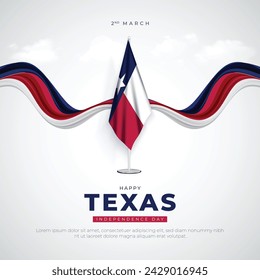 2 March - Texas Independence Day Post and Greeting Card. Independence Day of Texas Background Design with Texas Flag Vector Illustration