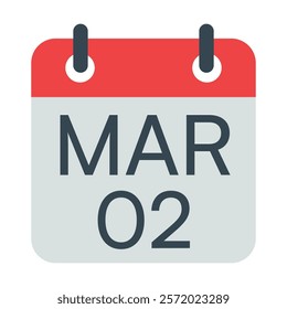 2 March Vector Calendar Icon. Isolated Vector Calendar. 
