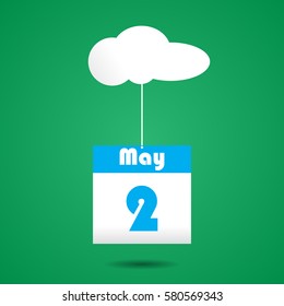 2 may calender icon with cloud paper art style