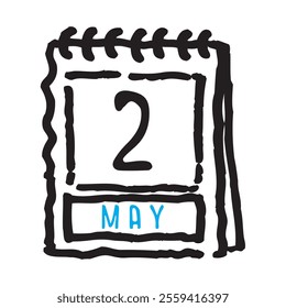 2 May date calendar - A simple yet elegant line art illustration of a date calendar captures the essence of organization and timekeeping. The clean lines and minimalistic design 