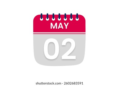 2 May month single day vector, illustration, calendar with red, off white and white color background calendar May 2