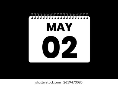 2 may month single day vector, illustration, calendar with black and white color background calendar icon of may 2