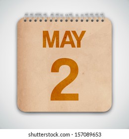 2 May on Old Notebook Vector 