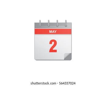 2 May red calendar vector illustration on white background