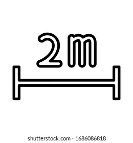2 meters safe distance for social distancing with modern flat line icon style
