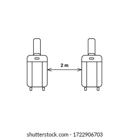 2 meters safe distance for social distancing during travelling with modern line icon style