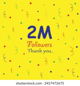 2 Million followers. achievements of 2 m followers. 2 million celebration design. vector art