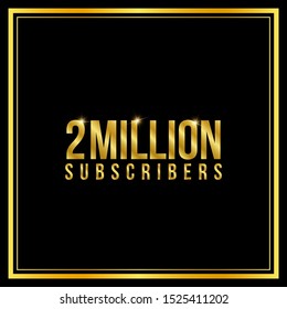 2 Million followers or subscribers achievement symbol design, vector illustration.