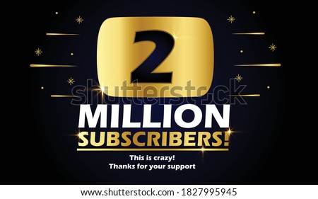 2 million followers vector post 2m celebration. Two million subscribers followers thank you congratulation.