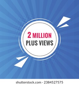 botón web de texto de 2 millones más vistas. Etiqueta de banner de 2 millones más vistas