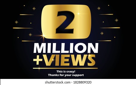 2 million Views vector post 2 million celebration. 2 million views. thank you congratulation.