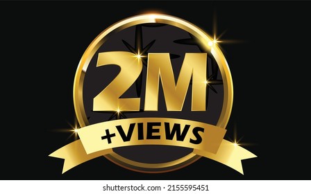 2 million Views vector post 2 million celebrations. 2 million views. thank you congratulation.