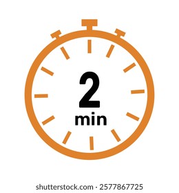 2 minute Timer, clock, icon vector stopwatch isolated icons. Countdown timer symbol.