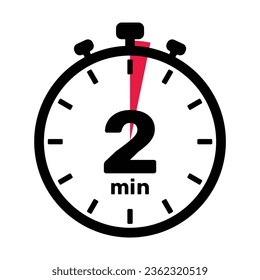 2 Minutes Analog Clock Icon white background.