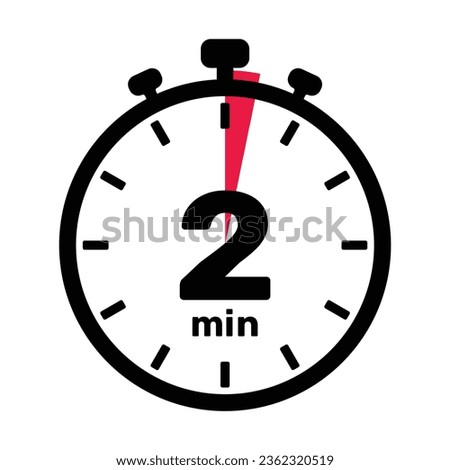 2 Minutes Analog Clock Icon white background.