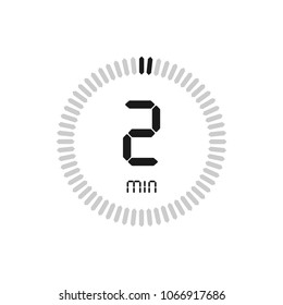 The 2 minutes, stopwatch vector icon, digital timer. clock and watch, timer, countdown symbol.
