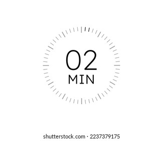 2-Minuten-Uhren, Timer-2-Minuten-Symbol, Vektorgrafik