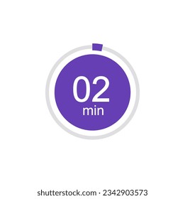 2 minutes timers Clocks, Timer 2 min vector illustration.