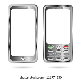 2 mobile phones isolated on white background