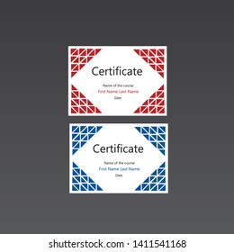 2 modern bright certificates, statements of accomplishment, A4 standard size