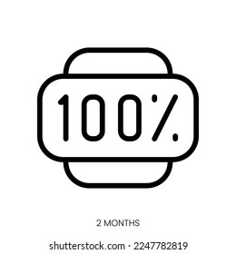 2 months icon. Line Art Style Design Isolated On White Background