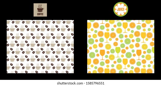 2 motifs on the theme of the drink, juice and coffee.