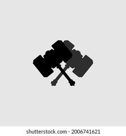 2 mythical crossed, hammer, sign symbol, vector illustration
