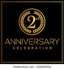 2 nd gold anniversary celebration logo with golden color vector design