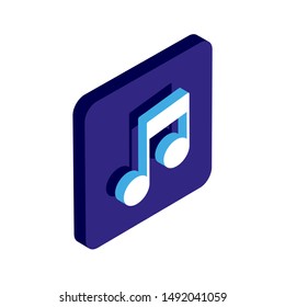 2 notes isometric 3d vector icon blue