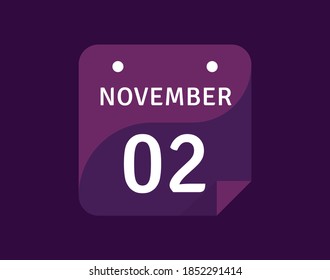 2. November, 2. November Symbol Einzeltagskalender Vektorgrafik