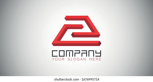 2 number 3D logo twisted design vector