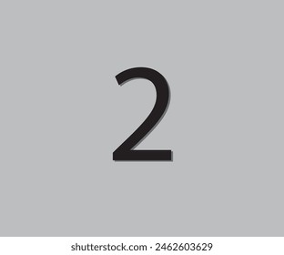2 Number in Black Colour with Shadow