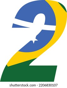 2 number brazil flag numero dois brasil