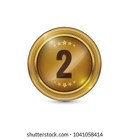 2 Number Circular Vector Gold Web Icon