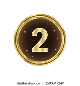 
2 Number Circular Vector Gold Web Icon Button