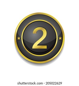 2 Number Circular Vector Golden Black Web Icon Button