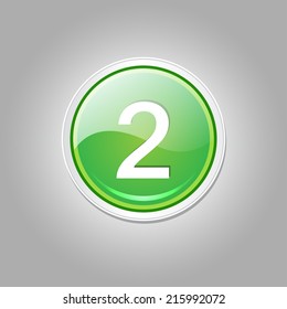 2 Number Circular Vector Green Web Icon Button