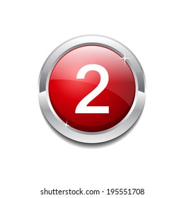 2 Number Circular Vector Red Web Icon Button