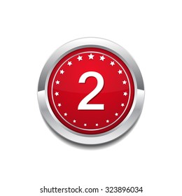 2 Number Circular Vector Red Web Icon Button