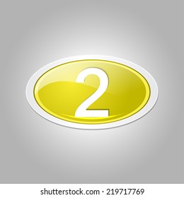 2 Number Circular Vector Yellow Web Icon Button