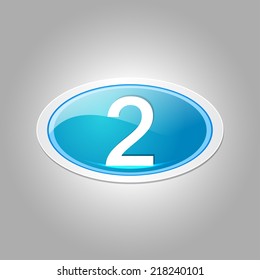 2 Number Elliptical Vector Blue Web Icon Button