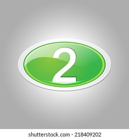 2 Number Elliptical Vector Green Web Icon Button